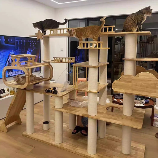 custom made：cat tree rubber wood +paint（ 1.75*1.8*0.6m）