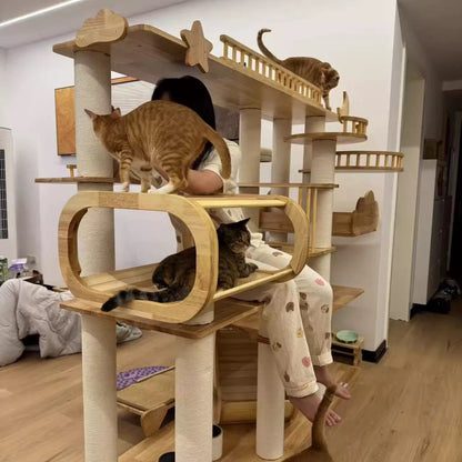 custom made：cat tree rubber wood +paint（ 1.75*1.8*0.6m）