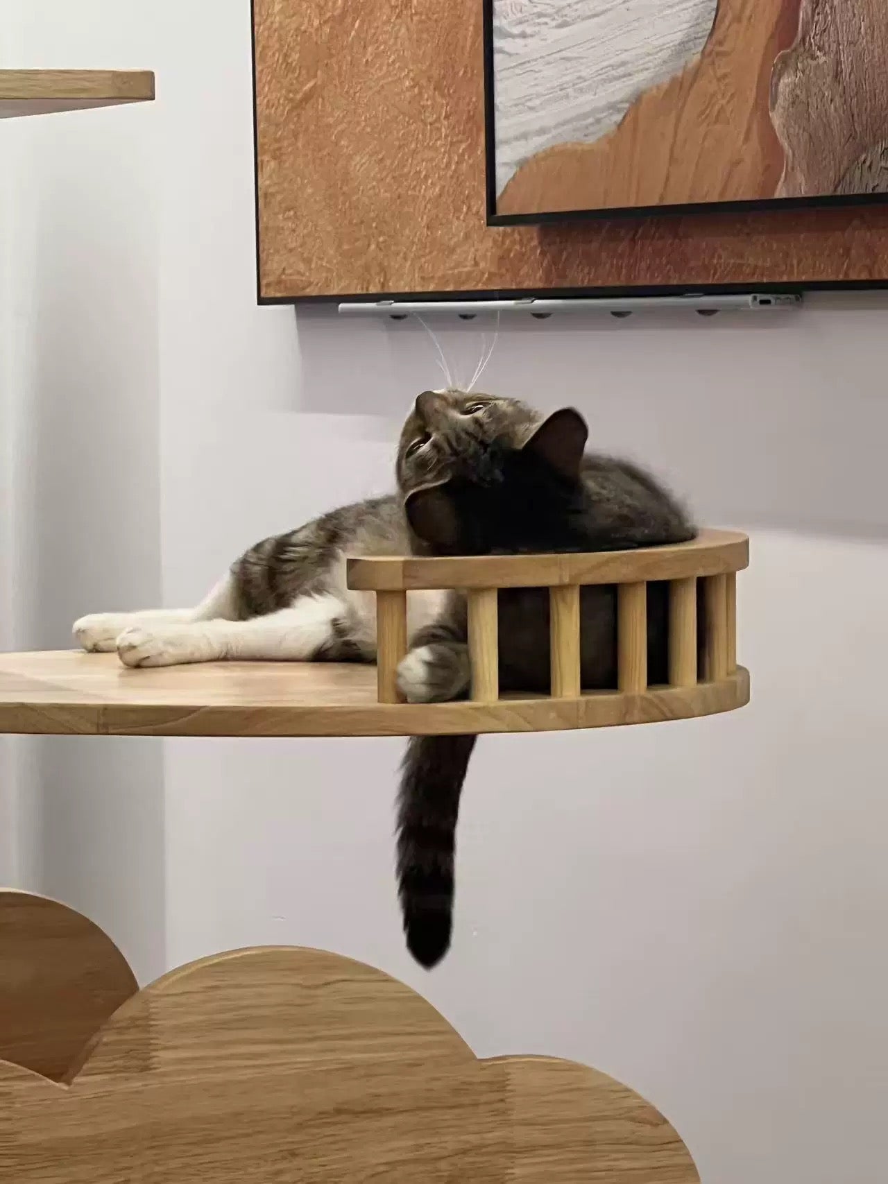 custom made：cat tree rubber wood +paint（ 1.75*1.8*0.6m）