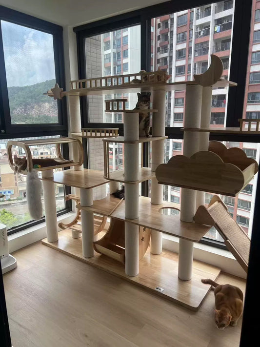 custom made：cat tree rubber wood +paint（ 1.75*1.8*0.6m）