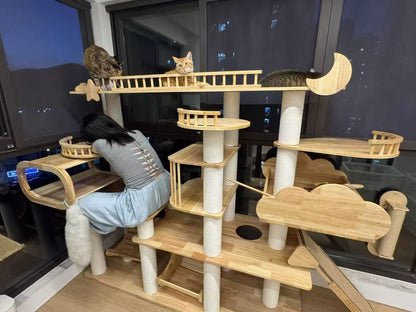 custom made：cat tree rubber wood +paint（ 1.75*1.8*0.6m）